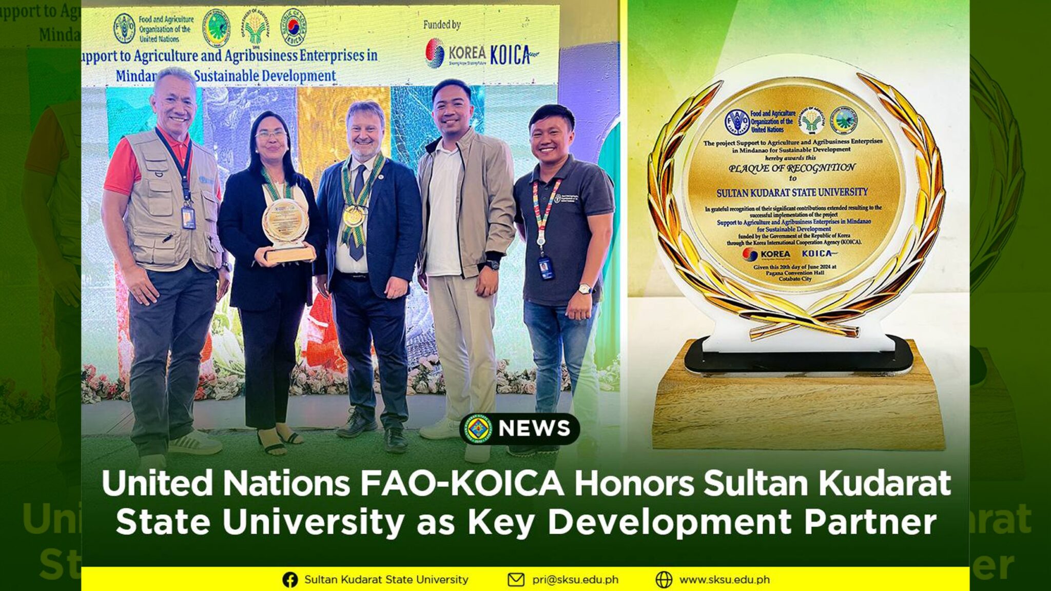 United Nations FAO-KOICA Honors Sultan Kudarat State University as Key ...